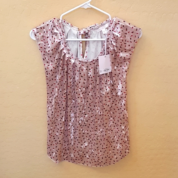 LAUREN CONRAD White with Pink Apples Blouse - Picture 2 of 8